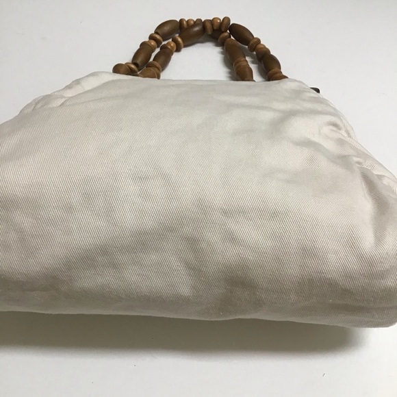 Philippines Purse Wood Bead Handles 100% Cotton Fabric Summer Bag Boho Vintage - Picture 14 of 16